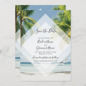 Save The Date Palmiers Tropical Plage Mariage Enregistrer La Dat (Devant / Derrière)