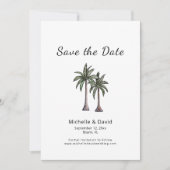 Save The Date Palmiers tropicaux Dessin Mariage de destination (Devant)