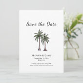 Save The Date Palmiers tropicaux Dessin Mariage de destination (Debout devant)