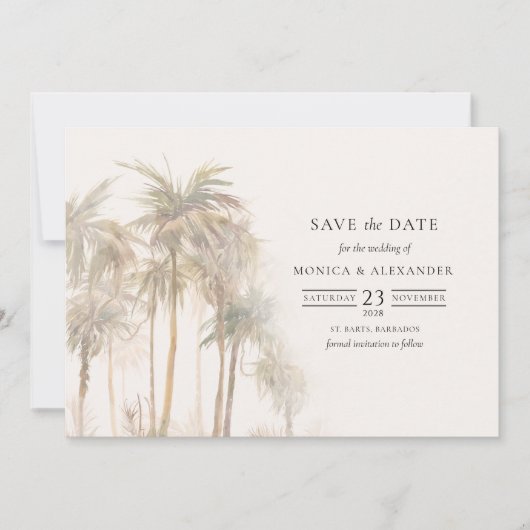 Save The Date Palmiers tropicaux modernes (Devant)