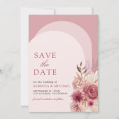 Save The Date Pampa Arch Pampas Pomegranit Rose Floral Photo QR  (Devant)