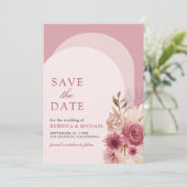 Save The Date Pampa Arch Pampas Pomegranit Rose Floral Photo QR  (Debout devant)
