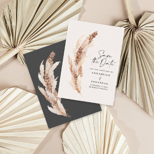 Save The Date Pampas d'herbe bohème naturel moderne mariage