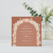 Save The Date Pampas en terre cuite bohème herbe mariage élégant (Debout devant)