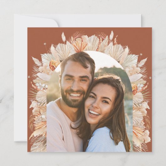 Save The Date Pampas en terre cuite bohème herbe mariage élégant (Dos)