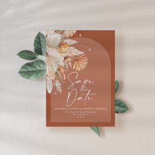 Save The Date Pampas en terre cuite bohème moderne herbe stylé s