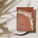 Save The Date Pampas en terre cuite bohème moderne photo d'herbe<br><div class="desc">Pampas en terre cuite bohème moderne herbe mariage design photo enregistrer la date invitation.</div>