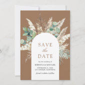 Save The Date Pampas Eucalyptus Arch Beige Tan Wedding (Devant)