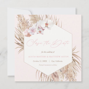 Save The Date Pampas Feuilles  pieds nus Mariage laqué