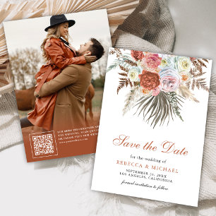 Save The Date Pampas Floral Terre Cuite Mariage Photo