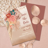 Save The Date Pampas Grass Floral Terracotta Boho Chic Mariage