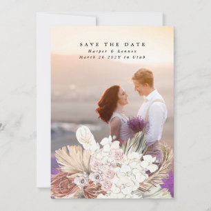 Save The Date Pampas Grass Floral Tropical Jungle