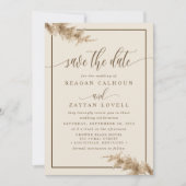 Save The Date Pampas Grass Modernisation Calligraphie Enregistre (Devant)