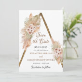 Save The Date Pampas Grass Séché Palm Arc En Bois Arc Bleu Orchi (Debout devant)