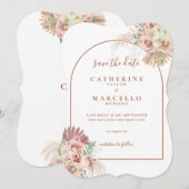 Save The Date Pampas Grass Terracotta Arch Floral Mariage Enregi (Devant / Derrière)