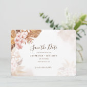 Save The Date Pampas Grass Terracotta Rose Floral Aquarelle (Debout devant)