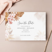 Save The Date Pampas Grass Terracotta Script Botanique