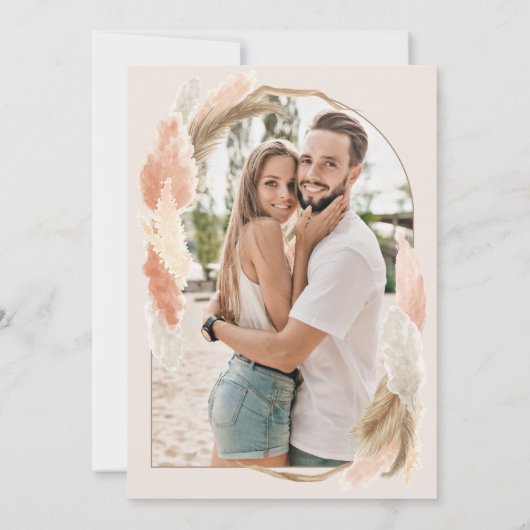 Save The Date Pampas herbe fleurs séchées boho photo (Dos)