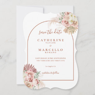 Save The Date Pampas Herbe Terrasse en Terre Cuite Fleurs Mariag