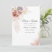 Save The Date Pampas moderne Grass Floral Script Terracotta (Debout devant)