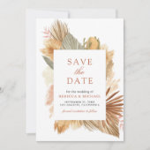 Save The Date Pampas Palm séché Grass Palm Feuille Photo Mariage (Devant)
