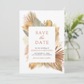 Save The Date Pampas Palm séché Grass Palm Feuille Photo Mariage (Debout devant)