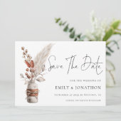 Save The Date Pampas rustique Grasses Boho QR Code Mariage (Debout devant)