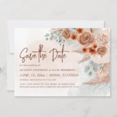 Save The Date Pampas Rustique Mariage en terracotta en laiton (Devant)