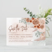 Save The Date Pampas Rustique Mariage en terracotta en laiton (Debout devant)