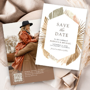 Save The Date Pampas Rustique Séché Palm Feuille Photo Mariage