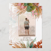 Save The Date Pampas Tropical Pampas Grass PHOTO Terracotta (Devant / Derrière)