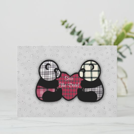 Save The Date Panda Heart Enregistrer La Date (Debout devant)