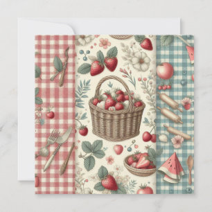 Save The Date Panier de fruits Gingham Fun