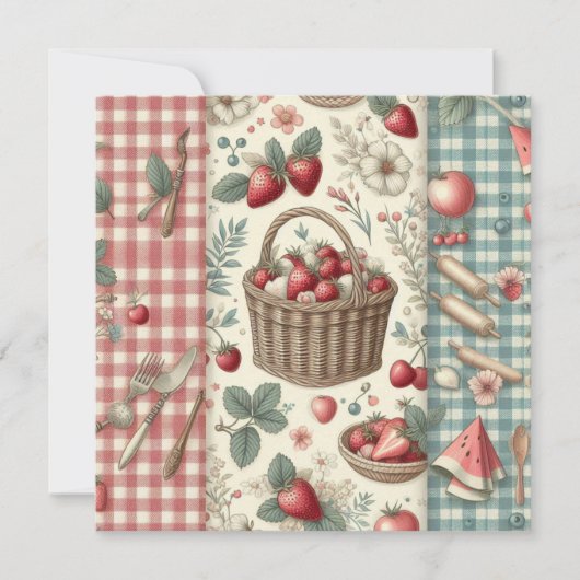 Save The Date Panier de fruits Gingham Fun (Devant)