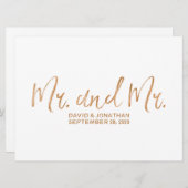 Save The Date Panneau de mariage gay "M. et M." | Cuivre élégant (Devant / Derrière)