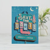 Save The Date Panneau de mariage rétro-futuriste (Debout devant)