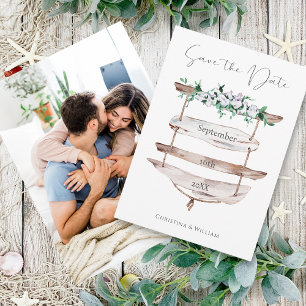 Save The Date Panneau Rustique Wood Beach Aquarelle Florale Phot