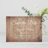 Save The Date Panneaux en bois rustique Rainbow Confetti Enregis (Debout devant)