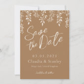 Save The Date Pansement Florales Feuillage Chaud Beige Boho Term (Devant)