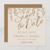 Save The Date Panser les fleurs Feuillage Chaud Romantique Boho  (Devant / Derrière)