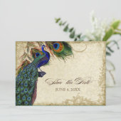 Save The Date Paon & Plumes Économisez la date Thé taché (Debout devant)