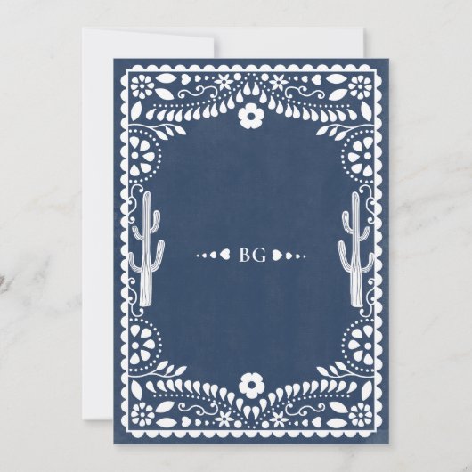 Save The Date Papel Picado Boda Mexican Rustic Blue Wedding (Dos)
