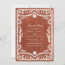 Papel Picado Boda Mexican Terracotta Brown Wedding