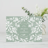 Save The Date Papercut Fleurs rustiques Sage Green (Debout devant)