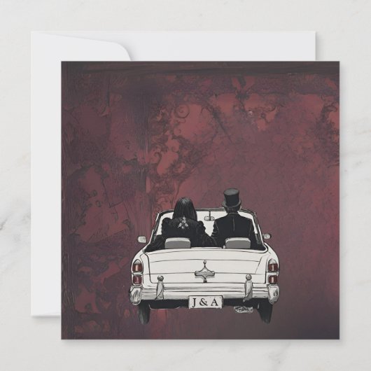 Save The Date Papeterie de mariage de style gothique sombre et m (Dos)