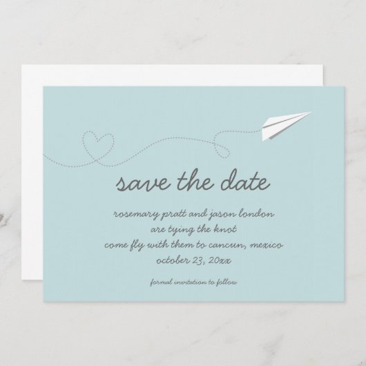 Save The Date Papier Avion Enregistrer la date (Devant / Derrière)