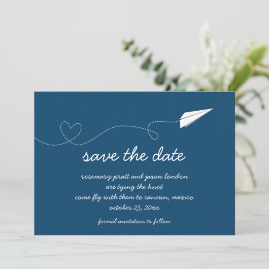 Save The Date Papier Avion Enregistrer la date (Debout devant)
