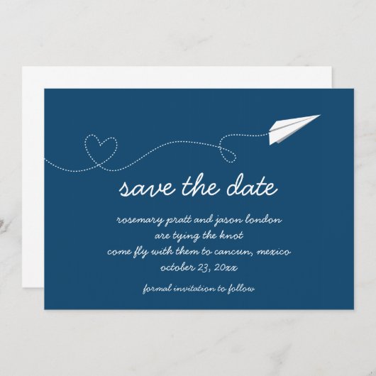 Save The Date Papier Avion Enregistrer la date (Devant / Derrière)