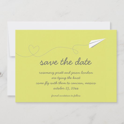 Save The Date Papier Avion Enregistrer la date (Devant)