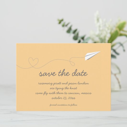 Save The Date Papier Avion Enregistrer la date (Debout devant)